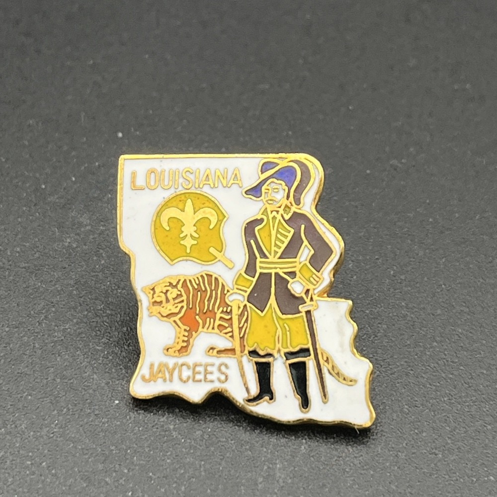 Louisiana Jaycees State Outline Tiger Saints Helmet Lapel Hat Pin